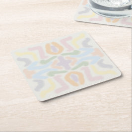 Porta-copo De Papel Quadrado Watercolor Pastel Brushstrokes On Cloud White