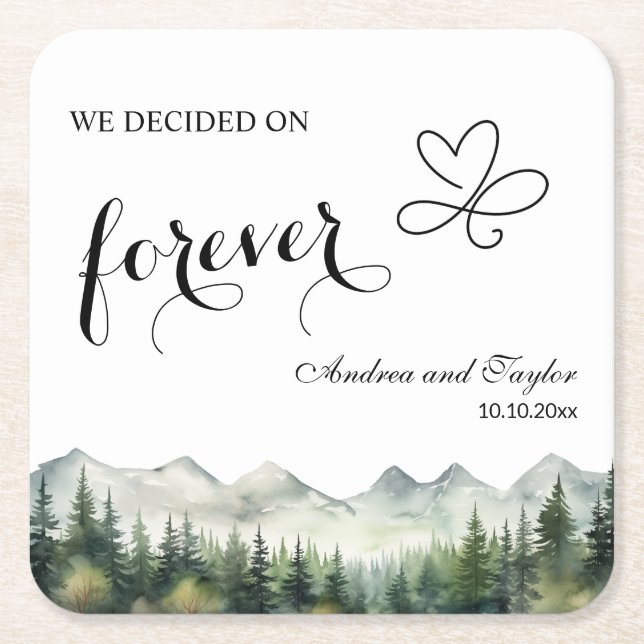 Porta-copo De Papel Quadrado We decided on Forever Elegant Wedding (Frente)
