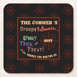 Porta-copo De Papel Quadrado Web de aranha de Halloween Colorida Personalizada