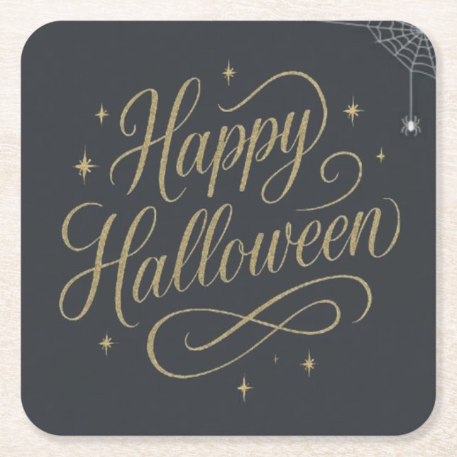 Porta-copo De Papel Quadrado web halloween feliz (Frente)