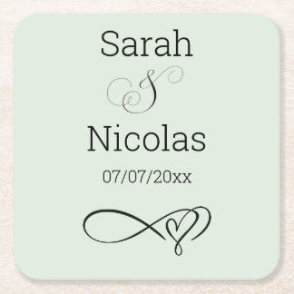 Porta-copo De Papel Quadrado Wedding coasters personalized minimalist