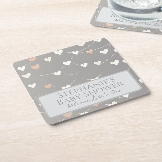 Porta-copo De Papel Quadrado "Welcome Little One" Adoption Baby Shower Coasters (Inclinado)