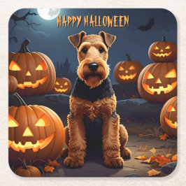 Porta-copo De Papel Quadrado Welsh Terrier Halloween