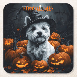 Porta-copo De Papel Quadrado West Highland White Terrier Halloween