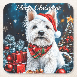 Porta-copo De Papel Quadrado West Highland White Terrier Natal