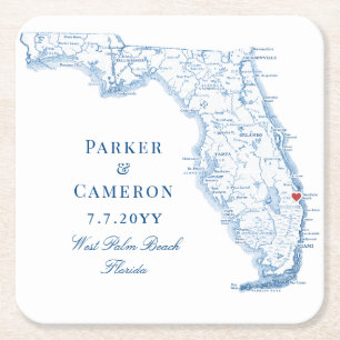 Porta-copo De Papel Quadrado West Palm Beach Florida Map Elegant Wedding