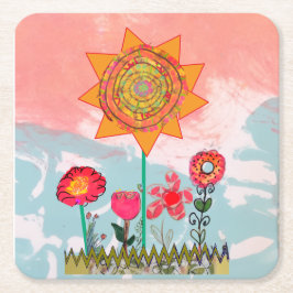 Porta-copo De Papel Quadrado Whimsical Flowers