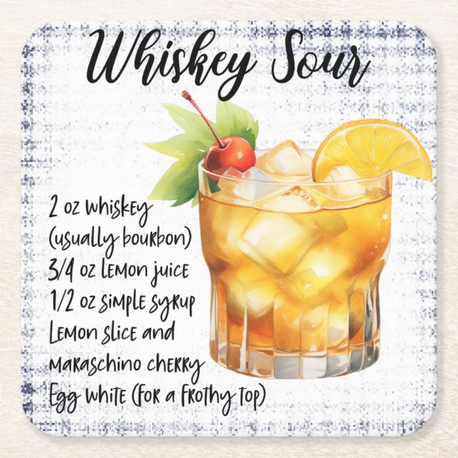 Porta-copo De Papel Quadrado Whiskey Sour (Frente)