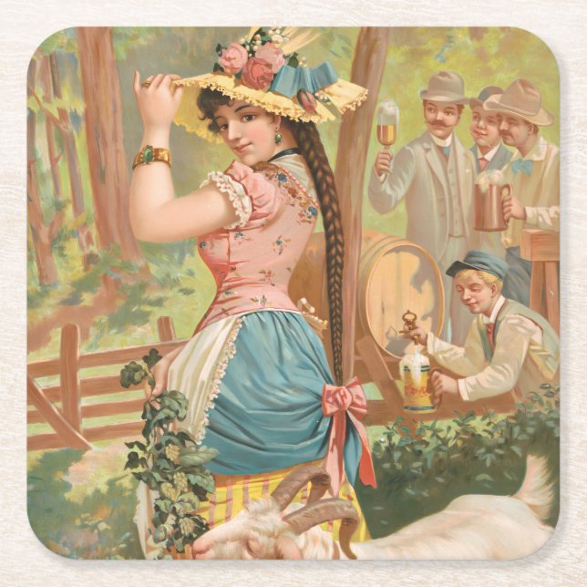 Porta-copo De Papel Quadrado White Bock (1889) por Henry Jerome Schile (Frente)