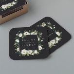 Porta-copo De Papel Quadrado White Peony | Casamento de quadro floral personali<br><div class="desc">A nossa coleção de casamentos florais de coloração aquosa de White Peony apresenta uma coloração aquosa delicadamente pintada,  folhagem botânica verde e flores de pénia branca e marfim. Personalize estas portas copos com os seus nomes,  unidas por um sotaque de escrita decorativa.</div>