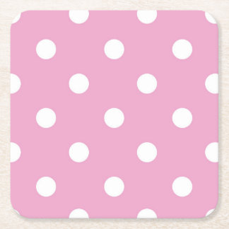 Porta-copo De Papel Quadrado White Polka on Pink