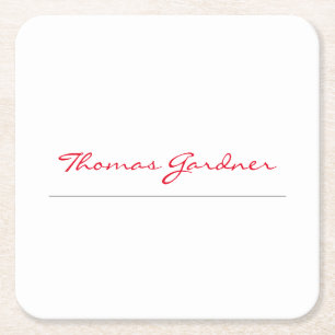 Porta-copo De Papel Quadrado White Red Trendy Palavra-Mão Comum Criativa Modern