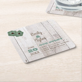 Porta-copo De Papel Quadrado Whitewash Teal Rustic Personalizado