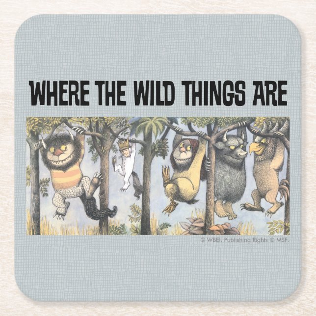 Porta-copo De Papel Quadrado Wild Things and Max Swinging From Trees (Frente)