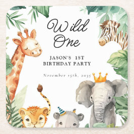 Porta-copo De Papel Quadrado Wille One Safari Birthday