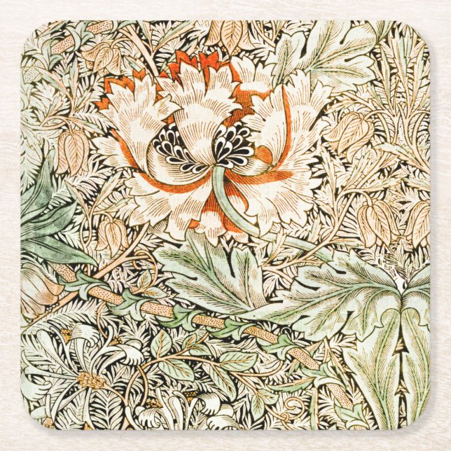 Porta-copo De Papel Quadrado William Morris (Frente)