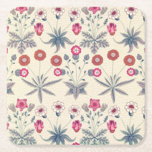 Porta-copo De Papel Quadrado William Morris Daisy Padrão Floral Laranja Vermelh