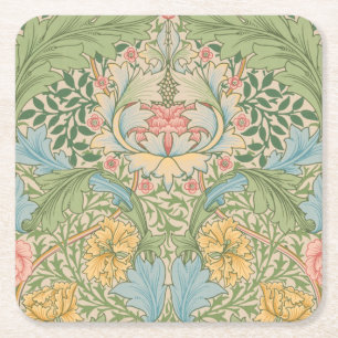 Porta-copo De Papel Quadrado William Morris Flor de Murta Floral Botânico