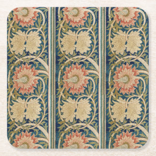 Porta-copo De Papel Quadrado William Morris Floral de Seda Rosa Embutido Antigo