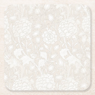 Porta-copo De Papel Quadrado William Morris Floral Patterno na Sepia