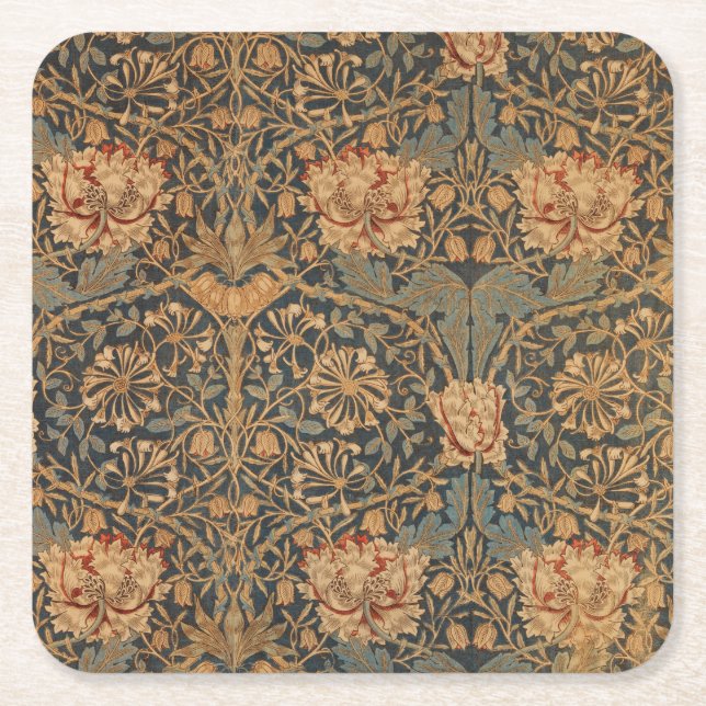 Porta-copo De Papel Quadrado William Morris Honeysuckle Rich Wallpaper (Frente)