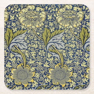 Porta-copo De Papel Quadrado William Morris Kennet Floral Wallpaper Azul