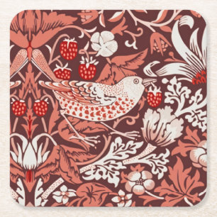 Porta-copo De Papel Quadrado William Morris Morango Ladrão Terracota Pássaro