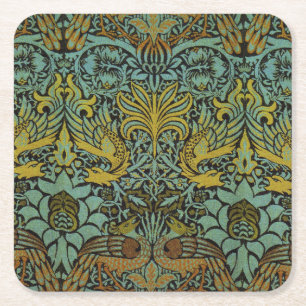 Porta-copo De Papel Quadrado William Morris Peacock Dragon Wallpaper