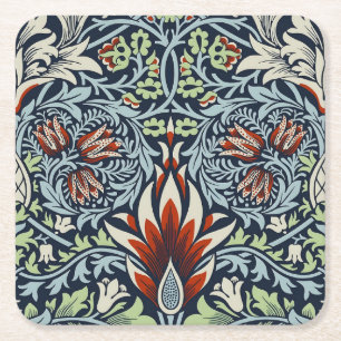 Porta-copo De Papel Quadrado William Morris Snakeshead Floral Clássica Botânica