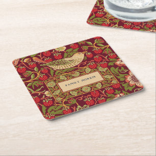 Porta-copo De Papel Quadrado William Morris Strawberry Thief Quadrado Papel Cos