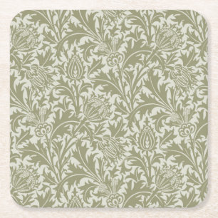 Porta-copo De Papel Quadrado William Morris Thistle Sage - Padrão Verde