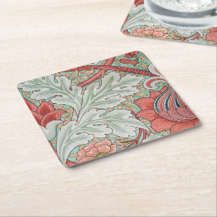 Porta-copo De Papel Quadrado William Morris Vintage St James Folhas de Acanto