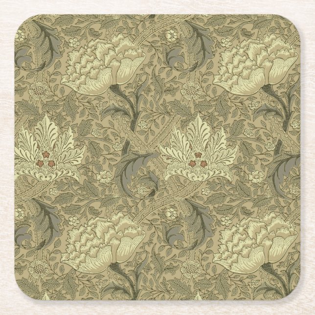 Porta-copo De Papel Quadrado William Morris Windrush Wallpaper Pattern (Frente)