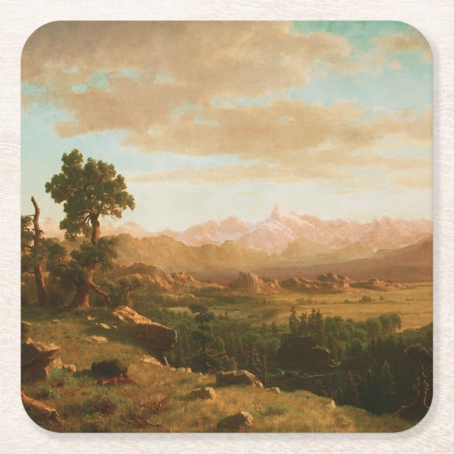Porta-copo De Papel Quadrado Wind River Country - Albert Bierstadt (Frente)