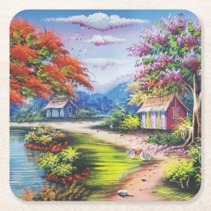 Porta-copo De Papel Quadrado Wing Country Road Fine Art