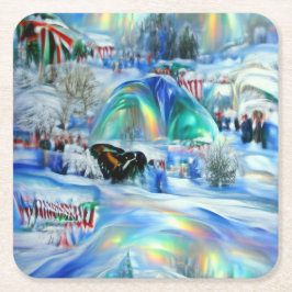 Porta-copo De Papel Quadrado Winter Dreamscape