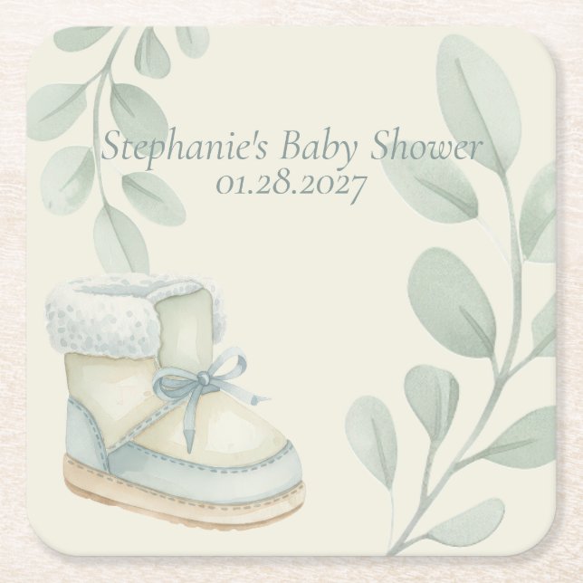 Porta-copo De Papel Quadrado Winter Wonder Baby Shower  (Frente)