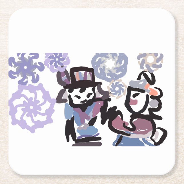 Porta-copo De Papel Quadrado Winterland love (Frente)