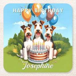 Porta-copo De Papel Quadrado Wire Hair Fox Terriers Birthday Party
