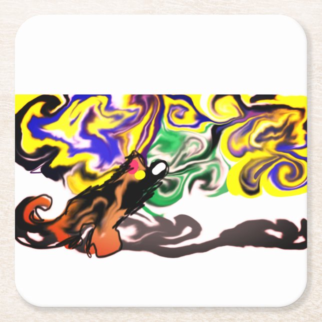 Porta-copo De Papel Quadrado Wolf night stary  (Frente)