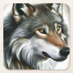 Porta-copo De Papel Quadrado Wolf Painting