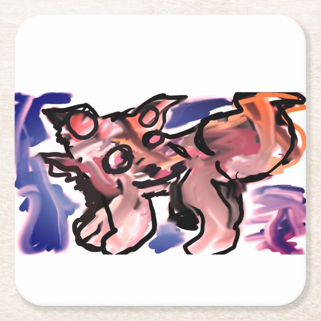 Porta-copo De Papel Quadrado Wolf wild winter  (Frente)