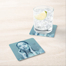 Porta-copo De Papel Quadrado "Woman in Blue"