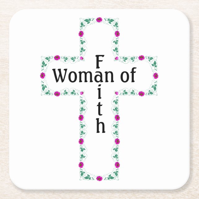 Porta-copo De Papel Quadrado Woman of faith (Frente)
