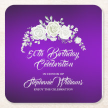 Women's Vintage Purple White Rose 50th Birthday