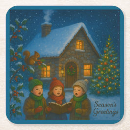 Porta-copo De Papel Quadrado Woodland Carol Choir