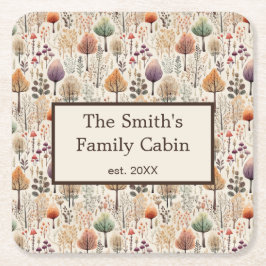 Porta-copo De Papel Quadrado Woodland Cozy Cabin Family Gift