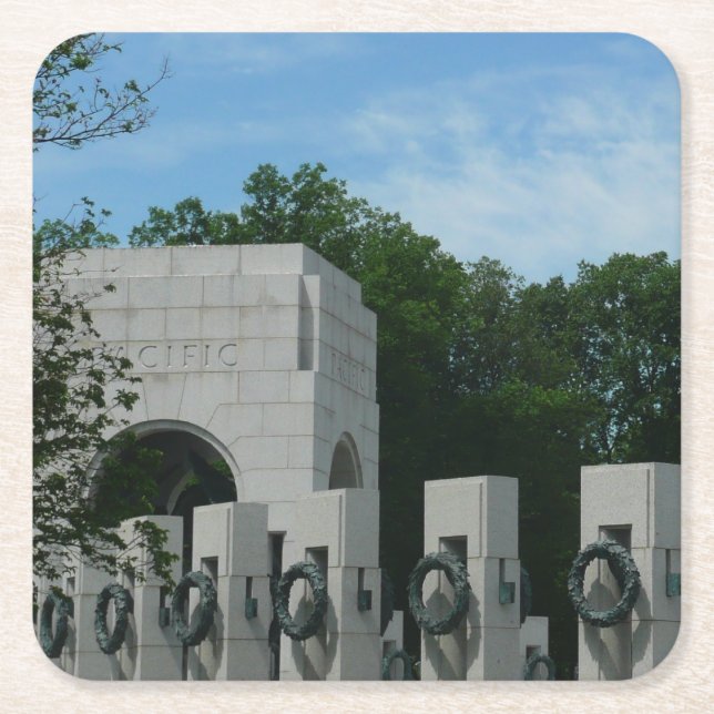 Porta-copo De Papel Quadrado WWII Memorial Wredies II em Washington DC (Frente)