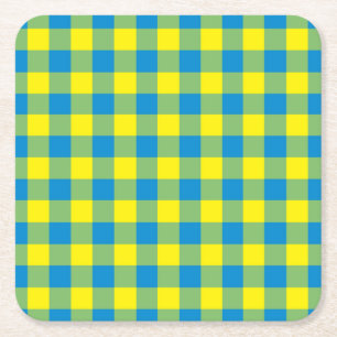 Porta-copo De Papel Quadrado Xadrez Azul Amarelo Verde Padrão de Peito de Perdi