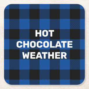 Porta-copo De Papel Quadrado Xadrez de Búfalos Azul e Preto - Apresentação Pers